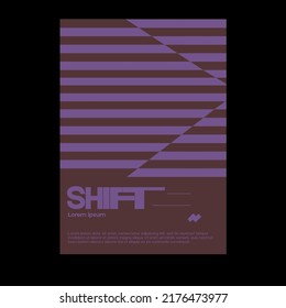 Meta modern aesthetics of Swiss design poster layout. Graphic template made with bold typography and abstract geometric shapes, great for poster art, album cover prints.
