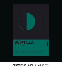 Meta modern aesthetics of Swiss design poster layout. Graphic template made with bold typography and abstract geometric shapes, great for poster art, album cover prints.