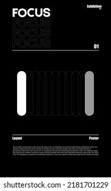 Meta modern aesthetics of Swiss design poster layout. Brutalist art inspired vector graphic template made with bold typography and abstract geometric shapes, great for poster art, album cover prints.