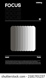 Meta modern aesthetics of Swiss design poster layout. Brutalist art inspired vector graphic template made with bold typography and abstract geometric shapes, great for poster art, album cover prints.