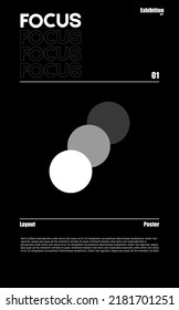 Meta modern aesthetics of Swiss design poster layout. Brutalist art inspired vector graphic template made with bold typography and abstract geometric shapes, great for poster art, album cover prints.