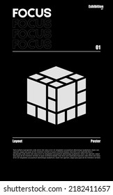 Meta modern aesthetics of Swiss design poster layout. Brutalist art inspired vector graphic template made with bold typography and abstract geometric shapes, great for poster art, album cover prints.
