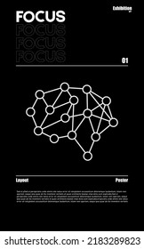 Meta modern aesthetics of Swiss design poster layout. Brutalist art inspired vector graphic template made with bold typography and abstract geometric shapes, great for poster art, album cover prints.
