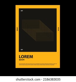 Meta modern aesthetics of Swiss design poster layout. Brutalist art inspired vector graphic template made with bold typography and abstract geometric shapes, great for poster art, album cover prints.
