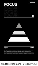 Meta modern aesthetics of Swiss design poster layout. Brutalist art inspired vector graphic template made with bold typography and abstract geometric shapes, great for poster art, album cover prints.