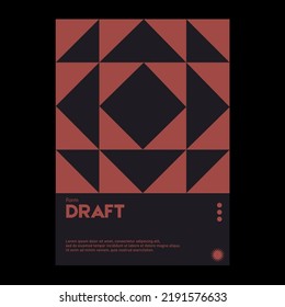 Meta modern aesthetics of Swiss design poster layout. Graphic template made with bold typography and abstract geometric shapes, great for poster art, album cover prints.
