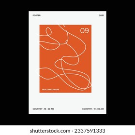 Meta modern aesthetics of Swiss design poster layout. Brutalist art inspired vector graphic template made with bold typography and abstract geometric shapes, great for poster art, album cover prints.