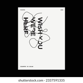 Meta modern aesthetics of Swiss design poster layout. Brutalist art inspired vector graphic template made with bold typography and abstract geometric shapes, great for poster art, album cover prints.