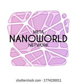 Meta Nanoworld Network. Colorful abstract technology cutted wireframe background, circuit board, vector holed paper backdrop