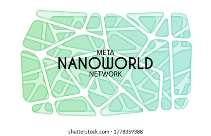 Meta Nanoworld Network. Colorful abstract technology cutted wireframe background, circuit board, vector holed paper backdrop