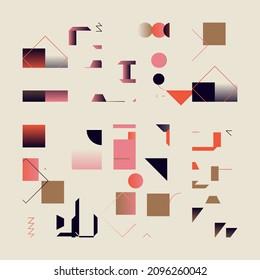 Meta postmodern inspired vector pattern design with pure aesthetic of computer generated art using abstract figures and geometric shapes, great for poster art, motion graphic, metaverse virtual worlds
