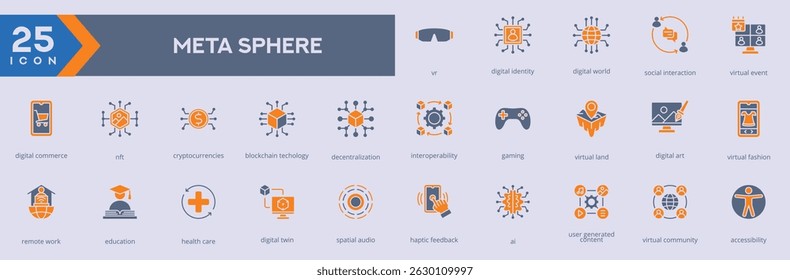 Meta Sphere icon set vector image in glyph style
Meta Sphere set of Web icons in glyph style
Meta Sphere icon for Web and glyph app