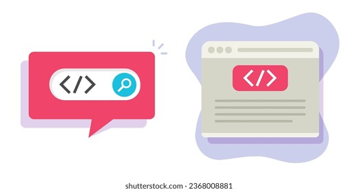 Meta tag metadata script code icon vector graphic, website seo semantic browser markup source html xml content digital technology illustration, search optimization data title tech image clipart