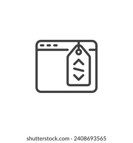 Meta Tag Optimization Line Icon. lineares Stilzeichen für mobiles Konzept und Webdesign. Markierung, die sich über ein Vektorsymbol auf einer Webseite bewegt. Symbol, Logo-Abbildung. Vektorgrafik