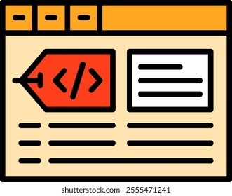 Meta tags Filled Style Icon Design
