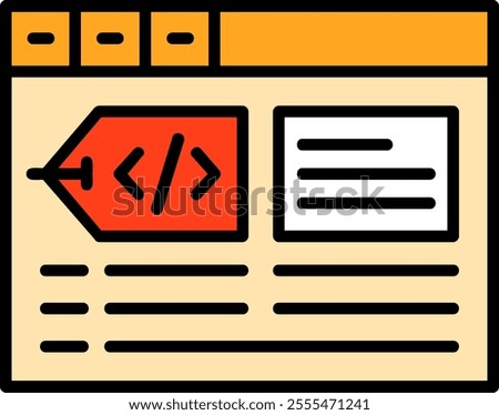 Meta tags Filled Style Icon Design