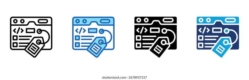 Meta-Tags-Symbol Multi-Style-Vektorgrafik