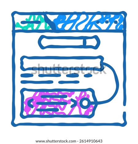 meta tags title description seo doodle icon sketch vector. meta tags title description seo sign. isolated symbol illustration