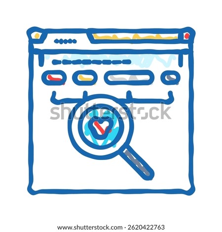 meta tags title description seo doodle icon sketch vector. meta tags title description seo sign. isolated symbol illustration