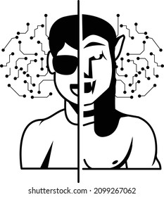 Meta Universe Avatar Making in Progress Concept, Presence Building Vector Icon Design, Metaverse Symbol, Persistent Virtual environment Sign, Internet functions In futurism Stock Illustration