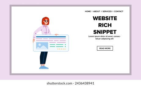 meta website rich snippet vector. search metadata, description seo, code title meta website rich snippet web flat cartoon illustration