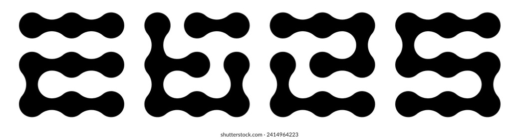 Juego de puntos abstractos de metaball. Ilustración vectorial de blobs conectados líquidos