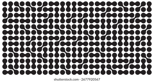 Fondo de Vector blanco y negro de Metaball. Plantilla de manchas conectadas de transformación líquida. Fondo geométrico de tecnología orgánica.
