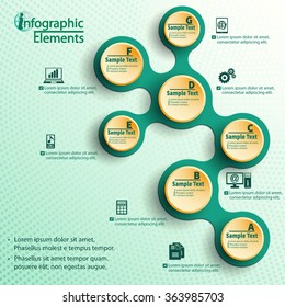 Metaball circular elements icon. Consistent with branching infographics. Template for presentations, diagrams and charts. Vector EPS-10  Abstract background.