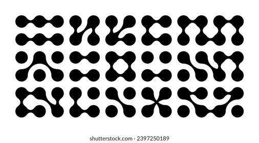 Metaball Connect Dot Set. Vector Circle Shapes. Abstract Geometric Dots. Morphing Blob Elements for for Patterns, Stickers , Badges, Posters, Web Design