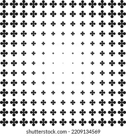 El patrón de textura de medio tono cruza formas de metal. Un arreglo lineal de cruces negras. Aislado sobre un fondo blanco.
