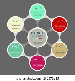 Metaball for diagram, graph, presentation and chart. Business concept with 6 options, parts, steps or processes