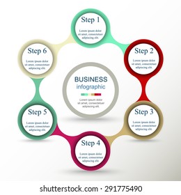 Metaball for diagram, graph, presentation and chart. Business concept with 6 options, parts, steps or processes