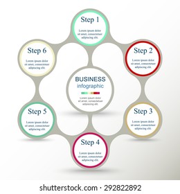 Metaball for diagram, graph, presentation and chart. Business concept with 6 options, parts, steps or processes