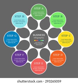 Metaball for diagram, graph, presentation and chart. Business concept with 8 options, parts, steps or processes