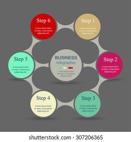Metaball for diagram, graph, presentation and chart. Business concept with 6 options, parts, steps or processes