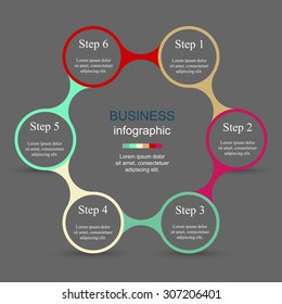 Metaball for diagram, graph, presentation and chart. Business concept with 6 options, parts, steps or processes