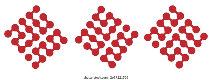 Ícones de meta- bolas. Sinais de forma de círculo conectados. Padrões abstratos simples. Símbolos de integração Movimento pontual. Bolhas de morfagem. Transição metabólica. Logotipo, modelos de adesivo. Elementos de design da Web.