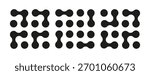 Metaball dot icons set. Abstract integration symbols. Connected circle shape signs. Simple patterns. Point movement. Morphing blobs. Metaballs transition. Logo, sticker templates. Web design elements.