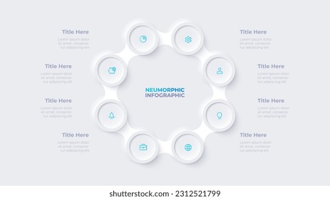 Metaball with eight circles in the shape of a octagon. Cycle infographic template with 8 options