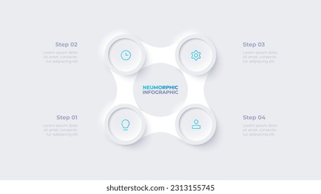 Metaball with four circles in the shape of a square. Cycle infographic template with 4 options