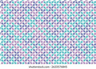 Metaball graphic design vector illustration. Connected circle shapes. Connected blobs objects in teal and purple colors on white background. Abstract geometric pattern background.