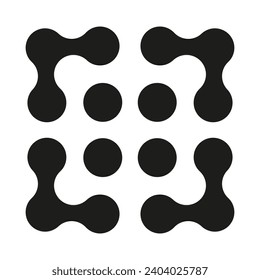 Metaball-Symbol. Angeschlossene Punkte. Abstrakte Kreise Muster. Design-Element. Vektorgrafik.