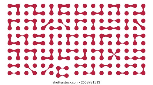 Metaball icons. Abstract point movement connected round blobs transition metaballs.