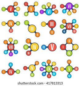 Metaball infographic elements set in flat design. Vector Infographic. Infographics template with colorful circles with numbered steps. Isolated on white.
