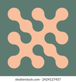 Metaball-Logo. Dots verbunden Symbol. Pfirsichblume. Kreise illusioniertes Muster. Modernes Integrationssymbol. Übergang von Metaballen. Abstrakter Innovationshintergrund. Vektorflache Vorlage.