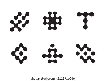 Metaball Logo Set. Rounded Icons, Rorschach Spots. Can Be Used For Logos And Corporate Merchandise, Abstract Backgrounds And Patterns. 