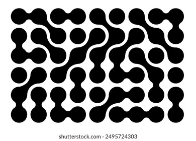 Metaball pattern. Liquid drops or morph shapes background. Organic blobs or molecules isolated on white background. Modern abstract wallpaper with connected dots. Vector graphic illustration.