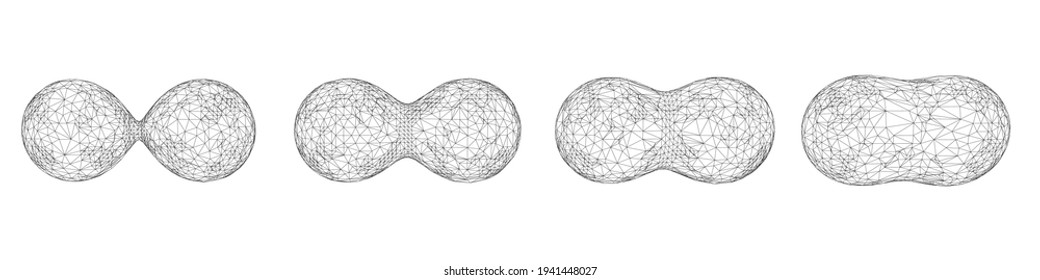 Metaball aus Polygonnetz, einzeln auf Weiß. Technologie, abstrakter Kunsthintergrund. Sammlung von minimalistischen geometrischen Design-Sci-Fi-Elemente. Vektorfuturistisches digitales Konzept.