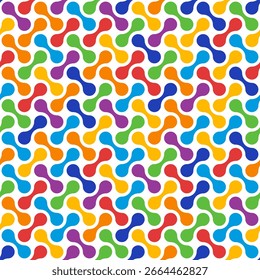 metaball regenbogen farben nahtlose textur, bunte flüssigkeit verbunden kreis punkte hintergrund, abstrakte geometrische formen vektor muster