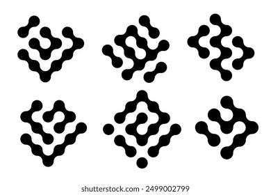 Metaball round simple blob morph balls. Abstract shape, arganic geometric fluids isolated on white background. Connected dots nerve cell dots or computer nano.